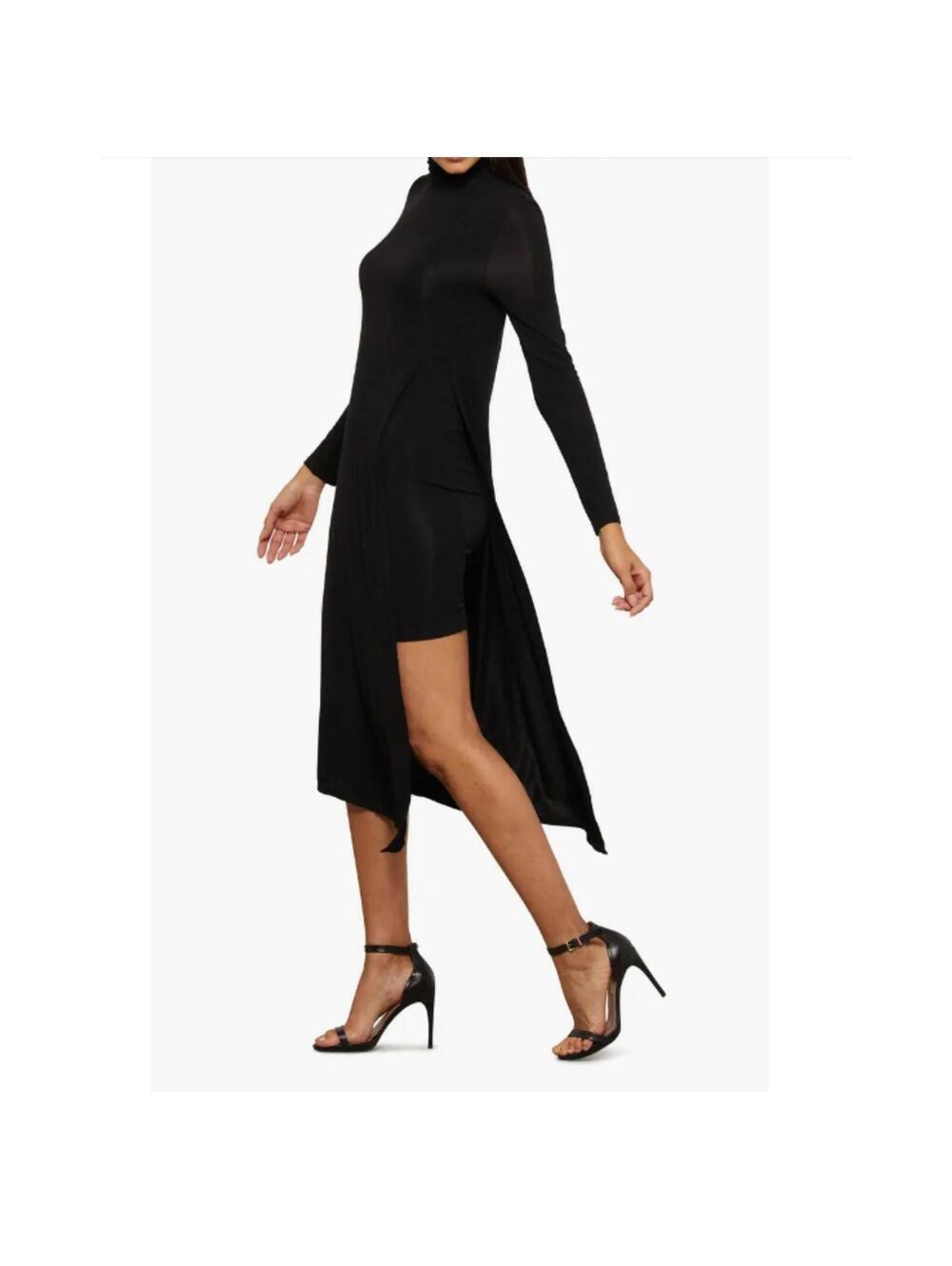 NWT BCBGMAXAZRIA Essential Long Sleeve Turtleneck Knit Dress Black L 12 14